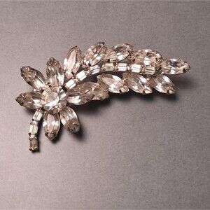 Juliana Tiered Brooch Rhinestone Floral Spray